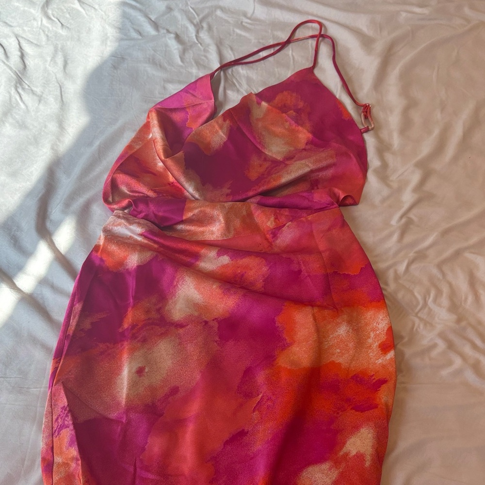 Fashion Nova Pink and Orange Backless Dress